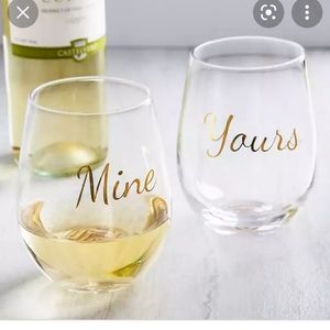 Wine 🍷 stemless crystal  glasses set of 2 gender neutral